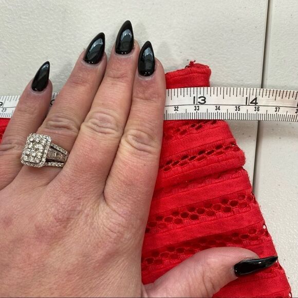 EXPRESS Red Pleated Eyelet A-line Skirt - Picture 7 of 9